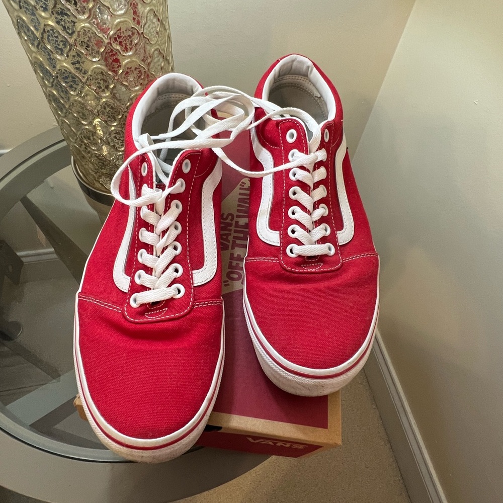 Vans Ward Racing Red and White Sneakers